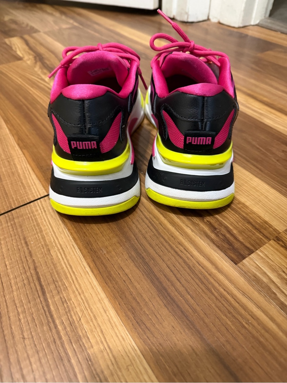 Puma Pink Black Orange Neon Yellow Women's Sneakers - Picture 3 of 4